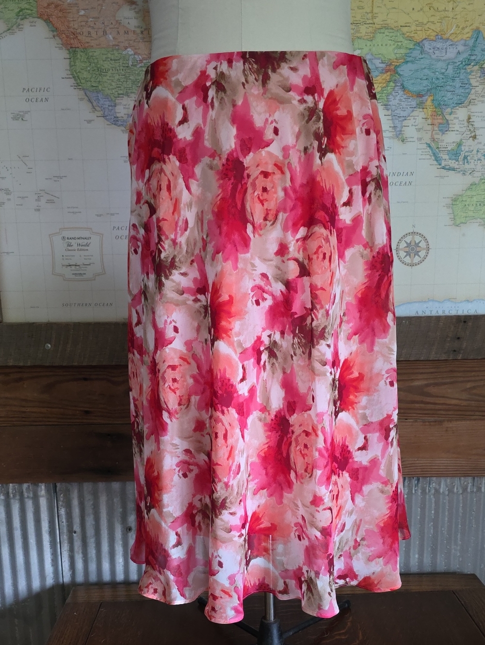 Dress Barn Pink Floral A-Line Skirt